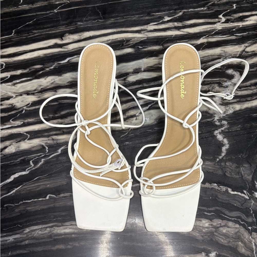 White Strappy Women's Heeled Sandals | New Without Tags